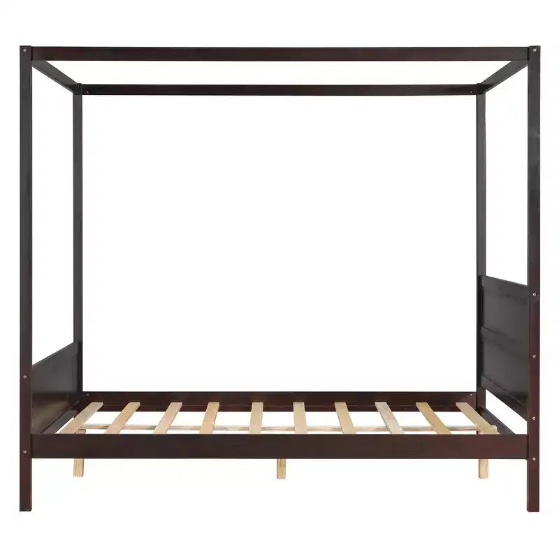 Whisen Queen Size Canopy Bed with Headboard & Footboard, Under-Bed Storage & Decor-Friendly Design