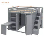 Whisen Full Size Loft Bed, Wardrobe Racks, Foldable Shelves & Desks for Organized Living
