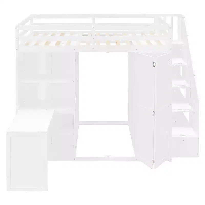 Whisen Full Size Loft Bed, Wardrobe Racks, Foldable Shelves & Desks for Organized Living