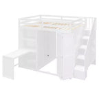 Whisen Full Size Loft Bed, Wardrobe Racks, Foldable Shelves & Desks for Organized Living