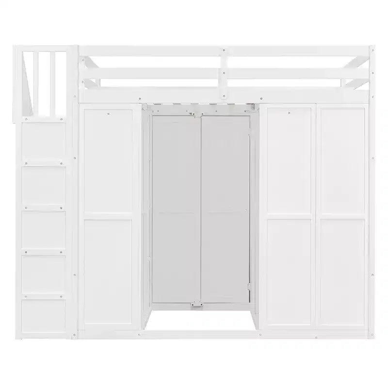Whisen Full Size Loft Bed, Wardrobe Racks, Foldable Shelves & Desks for Organized Living