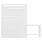 Whisen Full Size Loft Bed, Wardrobe Racks, Foldable Shelves & Desks for Organized Living