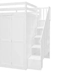 Whisen Full Size Loft Bed, Wardrobe Racks, Foldable Shelves & Desks for Organized Living