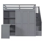 Whisen Full Size Loft Bed, Wardrobe Racks, Foldable Shelves & Desks for Organized Living