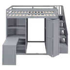 Whisen Full Size Loft Bed, Wardrobe Racks, Foldable Shelves & Desks for Organized Living