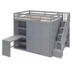 Whisen Full Size Loft Bed, Wardrobe Racks, Foldable Shelves & Desks for Organized Living