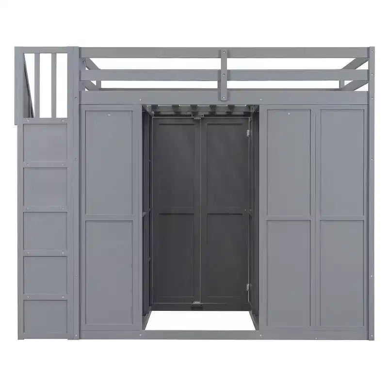 Whisen Full Size Loft Bed, Wardrobe Racks, Foldable Shelves & Desks for Organized Living
