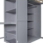 Whisen Full Size Loft Bed, Wardrobe Racks, Foldable Shelves & Desks for Organized Living