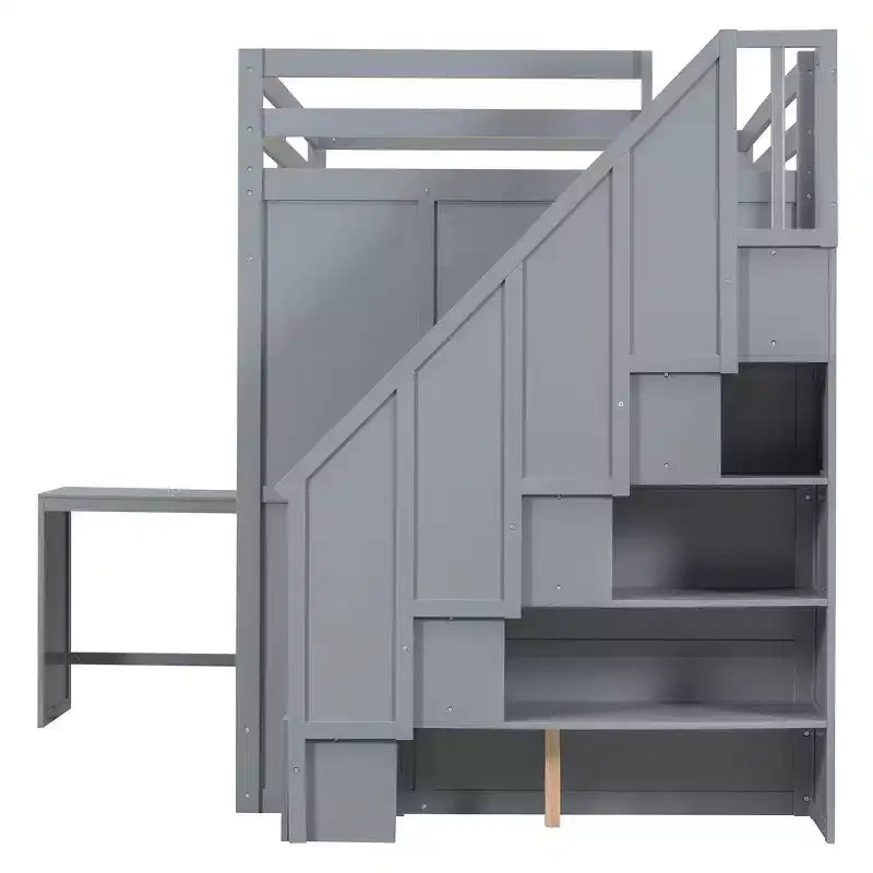 Whisen Full Size Loft Bed, Wardrobe Racks, Foldable Shelves & Desks for Organized Living