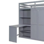 Whisen Full Size Loft Bed, Wardrobe Racks, Foldable Shelves & Desks for Organized Living