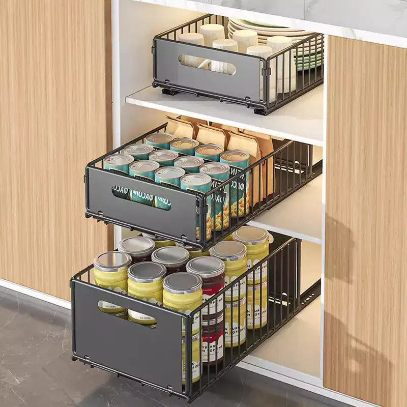 Pull Out Cabinet Organizer | Heavy Duty Carbon Steel | Easy Access, Space-Saving Solution for Kitchen & Pantry Storage
