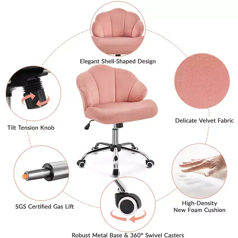 Yaheetech Set of 2 Swivel Upholstered Desk Chair with Tufted Shell-Shaped Back and Adjustable Seat Height