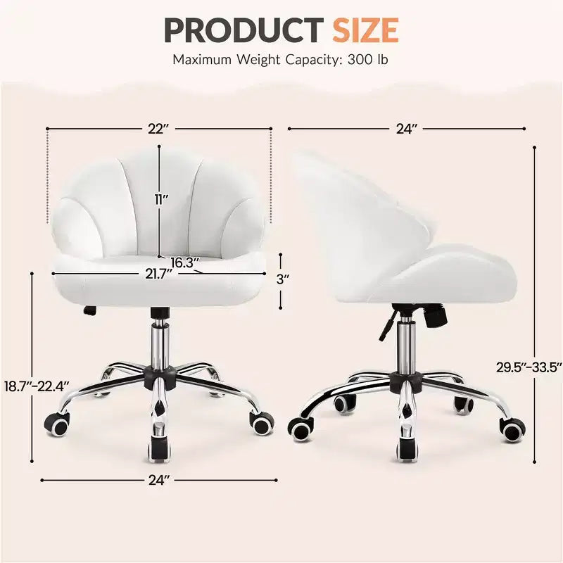Yaheetech Set of 2 Swivel Upholstered Desk Chair with Tufted Shell-Shaped Back and Adjustable Seat Height