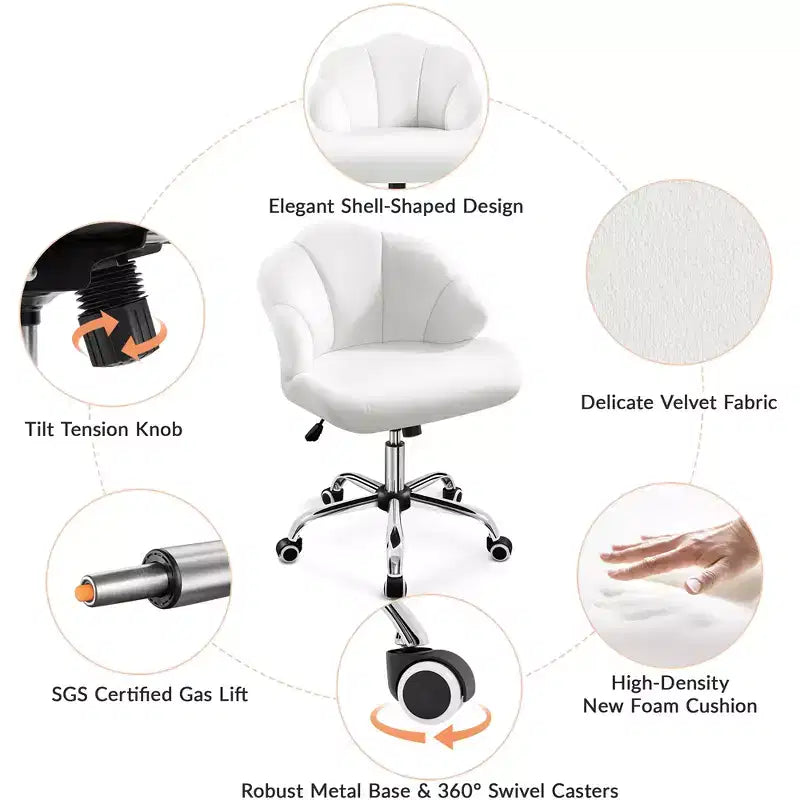 Yaheetech Set of 2 Swivel Upholstered Desk Chair with Tufted Shell-Shaped Back and Adjustable Seat Height