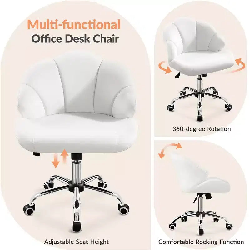Yaheetech Set of 2 Swivel Upholstered Desk Chair with Tufted Shell-Shaped Back and Adjustable Seat Height