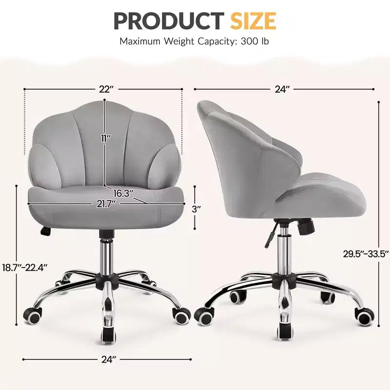 Yaheetech Set of 2 Swivel Upholstered Desk Chair with Tufted Shell-Shaped Back and Adjustable Seat Height