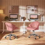 Yaheetech Set of 2 Swivel Upholstered Desk Chair with Tufted Shell-Shaped Back and Adjustable Seat Height