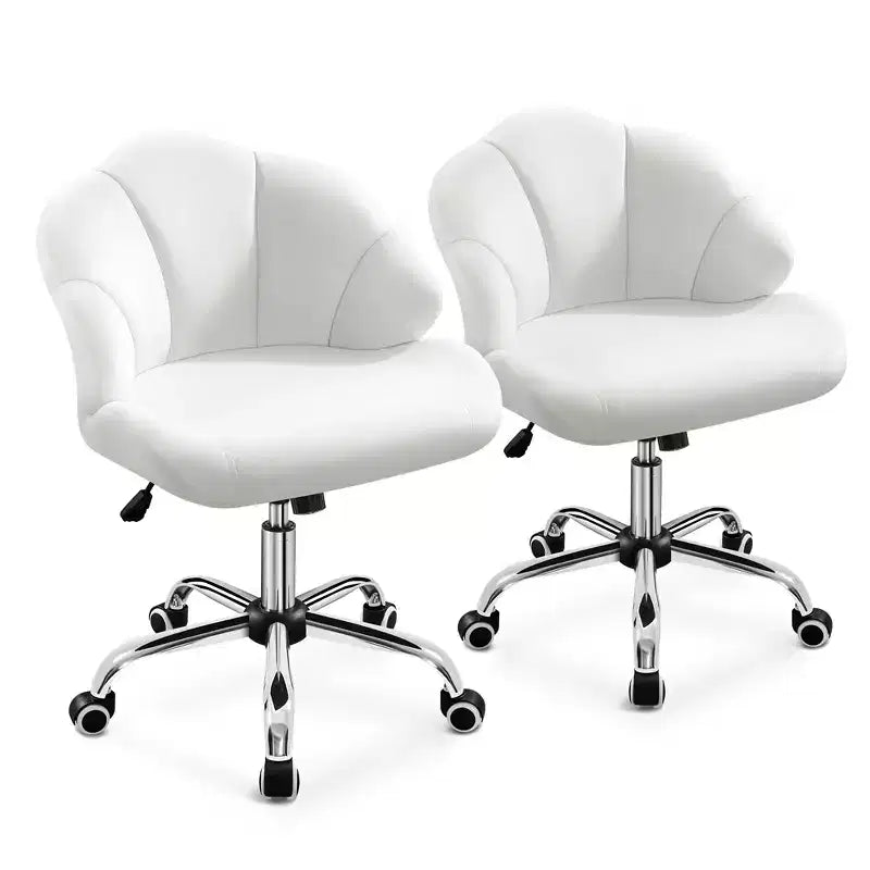 Yaheetech Set of 2 Swivel Upholstered Desk Chair with Tufted Shell-Shaped Back and Adjustable Seat Height
