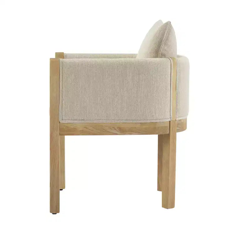 Christopher Knight Home Keera Modern Rubberwood Linen Upholstered Armchairs (Set of 4)