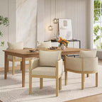 Christopher Knight Home Keera Modern Rubberwood Linen Upholstered Armchairs (Set of 4)