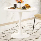 PexFix 31.5 Modern Round Dining Tulip Table for 2-4 People White Wood Tabletop with Metal Pedestal Base for Kitchen Living Room