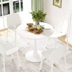 PexFix 31.5 Modern Round Dining Tulip Table for 2-4 People White Wood Tabletop with Metal Pedestal Base for Kitchen Living Room