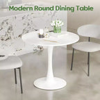 PexFix 31.5 Modern Round Dining Tulip Table for 2-4 People White Wood Tabletop with Metal Pedestal Base for Kitchen Living Room