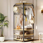 Corner Hall Tree with Shoe Bench, Entryway Coat Rack with 12 Double Hooks, Freestanding Storage Organizer for Home, Office, Bedroom, Mudroom