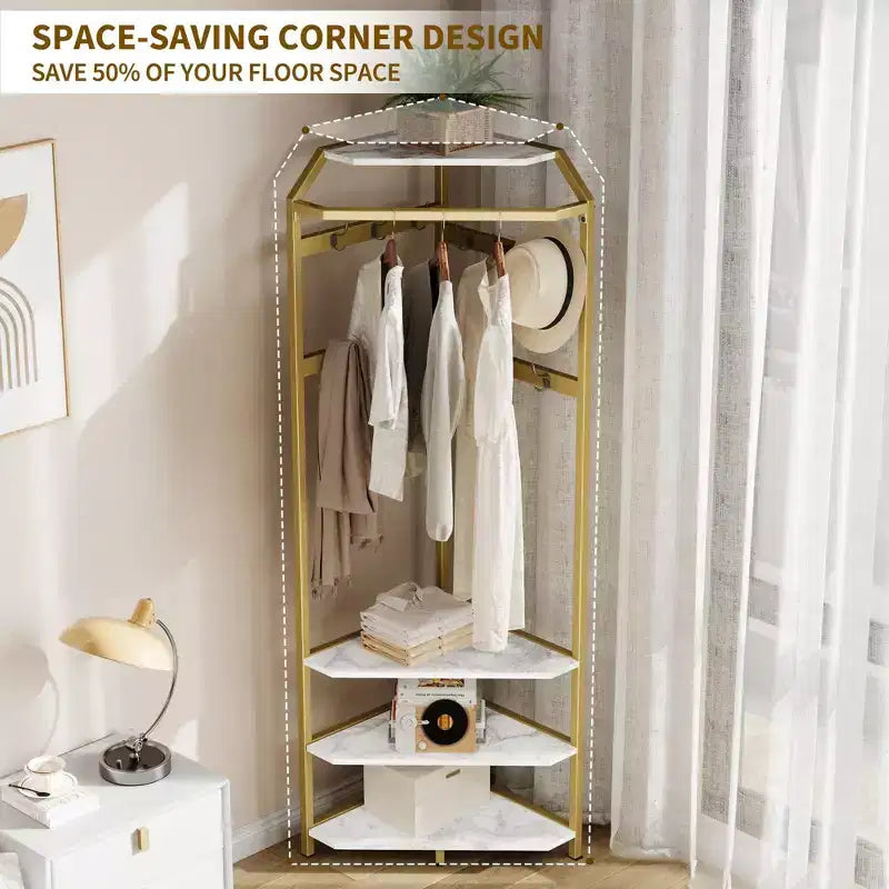 Corner Hall Tree with Shoe Bench, Entryway Coat Rack with 12 Double Hooks, Freestanding Storage Organizer for Home, Office, Bedroom, Mudroom