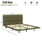 Whisen Full Size Floating Platform Bed with LED Lights, PU Leather, Sturdy Build & Modern Appeal