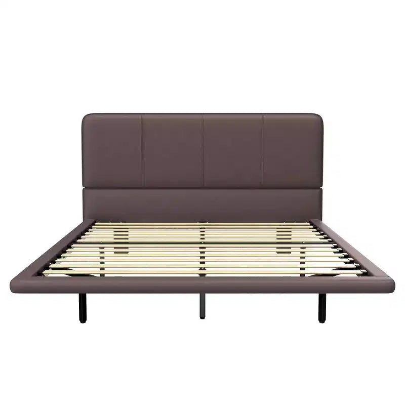 Whisen Full Size Floating Platform Bed with LED Lights, PU Leather, Sturdy Build & Modern Appeal