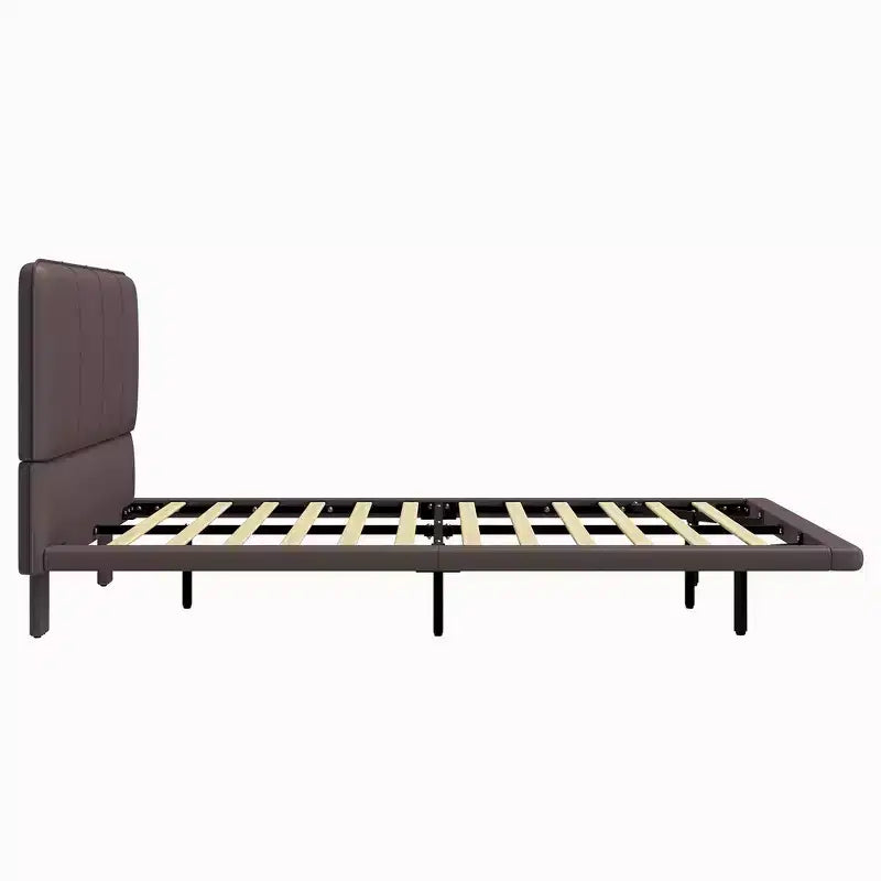 Whisen Full Size Floating Platform Bed with LED Lights, PU Leather, Sturdy Build & Modern Appeal