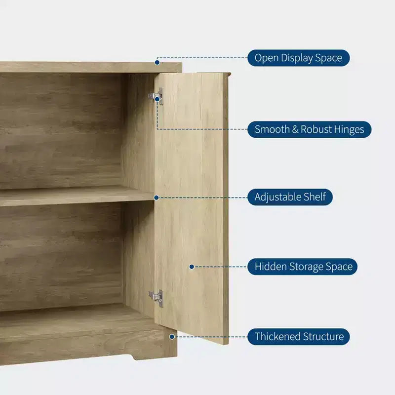 Fluted Buffet Sideboard Cabinet with Storage,2/4 Doors & Adjustable Shelf, Modern Wood Coffee Bar Console Table
