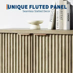 Fluted Buffet Sideboard Cabinet with Storage,2/4 Doors & Adjustable Shelf, Modern Wood Coffee Bar Console Table