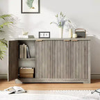 Fluted Buffet Sideboard Cabinet with Storage,2/4 Doors & Adjustable Shelf, Modern Wood Coffee Bar Console Table