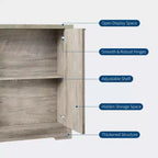 Fluted Buffet Sideboard Cabinet with Storage,2/4 Doors & Adjustable Shelf, Modern Wood Coffee Bar Console Table