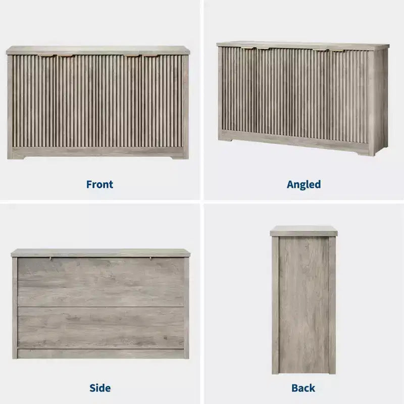 Fluted Buffet Sideboard Cabinet with Storage,2/4 Doors & Adjustable Shelf, Modern Wood Coffee Bar Console Table