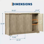 Fluted Buffet Sideboard Cabinet with Storage,2/4 Doors & Adjustable Shelf, Modern Wood Coffee Bar Console Table