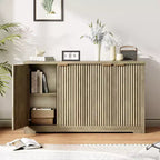 Fluted Buffet Sideboard Cabinet with Storage,2/4 Doors & Adjustable Shelf, Modern Wood Coffee Bar Console Table