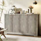Fluted Buffet Sideboard Cabinet with Storage,2/4 Doors & Adjustable Shelf, Modern Wood Coffee Bar Console Table