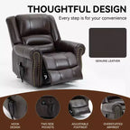 CLIHOME Power Lift Recliner Chair Heat Massage Dual Motor Infinite Position, Genuine Leather, Heavy Duty Motion Mechanism with USB Ports