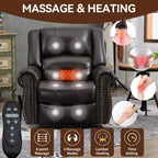 CLIHOME Power Lift Recliner Chair Heat Massage Dual Motor Infinite Position, Genuine Leather, Heavy Duty Motion Mechanism with USB Ports