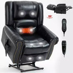 CLIHOME Power Lift Recliner Chair Heat Massage Dual Motor Infinite Position, Genuine Leather, Heavy Duty Motion Mechanism with USB Ports