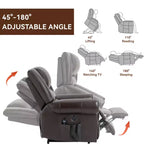 CLIHOME Power Lift Recliner Chair Heat Massage Dual Motor Infinite Position, Genuine Leather, Heavy Duty Motion Mechanism with USB Ports