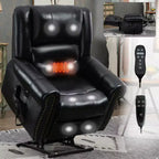 CLIHOME Power Lift Recliner Chair Heat Massage Dual Motor Infinite Position, Genuine Leather, Heavy Duty Motion Mechanism with USB Ports