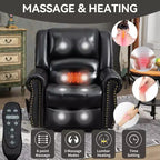CLIHOME Power Lift Recliner Chair Heat Massage Dual Motor Infinite Position, Genuine Leather, Heavy Duty Motion Mechanism with USB Ports