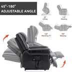 CLIHOME Power Lift Recliner Chair Heat Massage Dual Motor Infinite Position, Genuine Leather, Heavy Duty Motion Mechanism with USB Ports