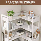 GustoWave 65.8in L Shaped Storage Display Shelf, 5 Tier Convertible Corner Book ShelfStorage Display ShelfBlack/White