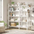 GustoWave 65.8in L Shaped Storage Display Shelf, 5 Tier Convertible Corner Book ShelfStorage Display ShelfBlack/White