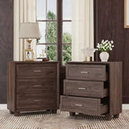 Famapy Large - Capacity 3 - Drawer Nightstand Vintage Wood Bedside Table Side Cabinet